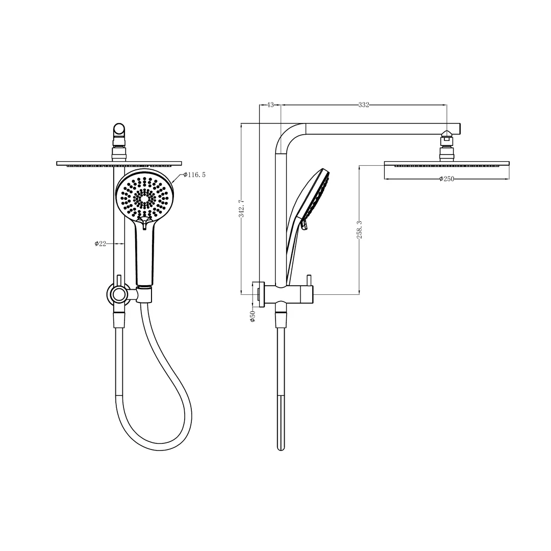 Mecca 2 In 1 Twin Nero Shower - Matte Black - Image 2