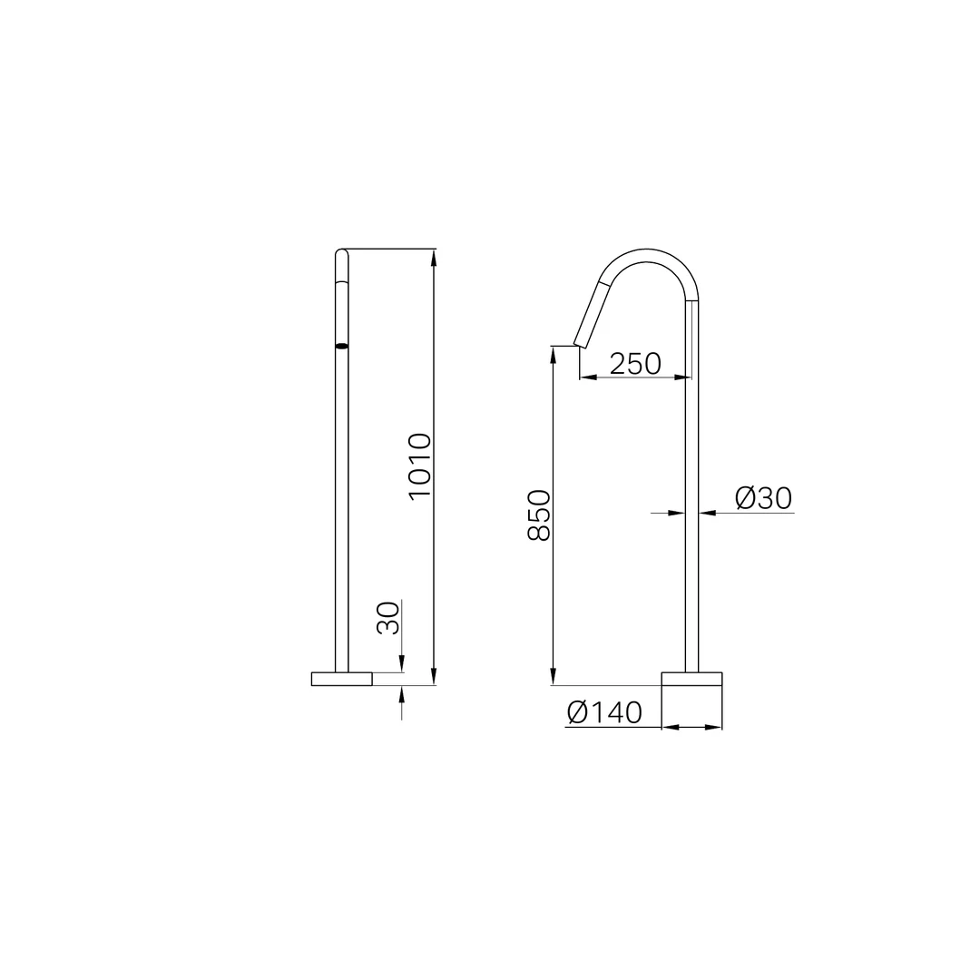 Nero Bianca Floor Standing Bath Spout Chrome - Image 3