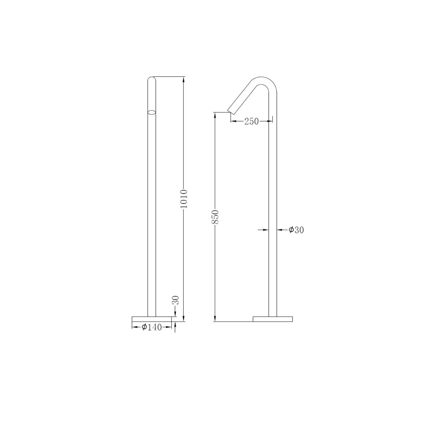 Nero Bianca Floor Standing Bath Spout Chrome - Image 9