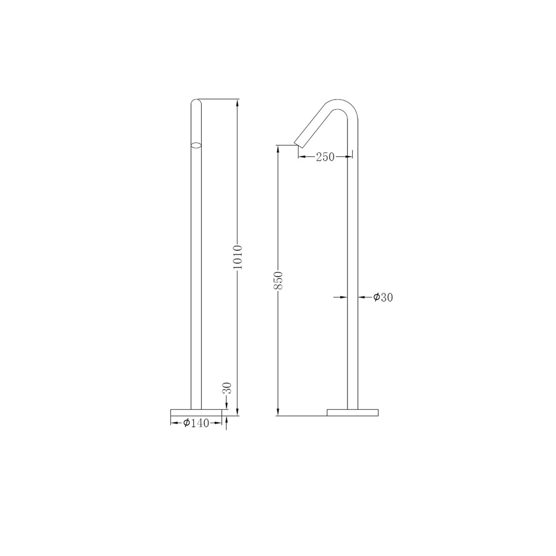 Nero Bianca Floor Standing Bath Spout Matt Black - Image 4