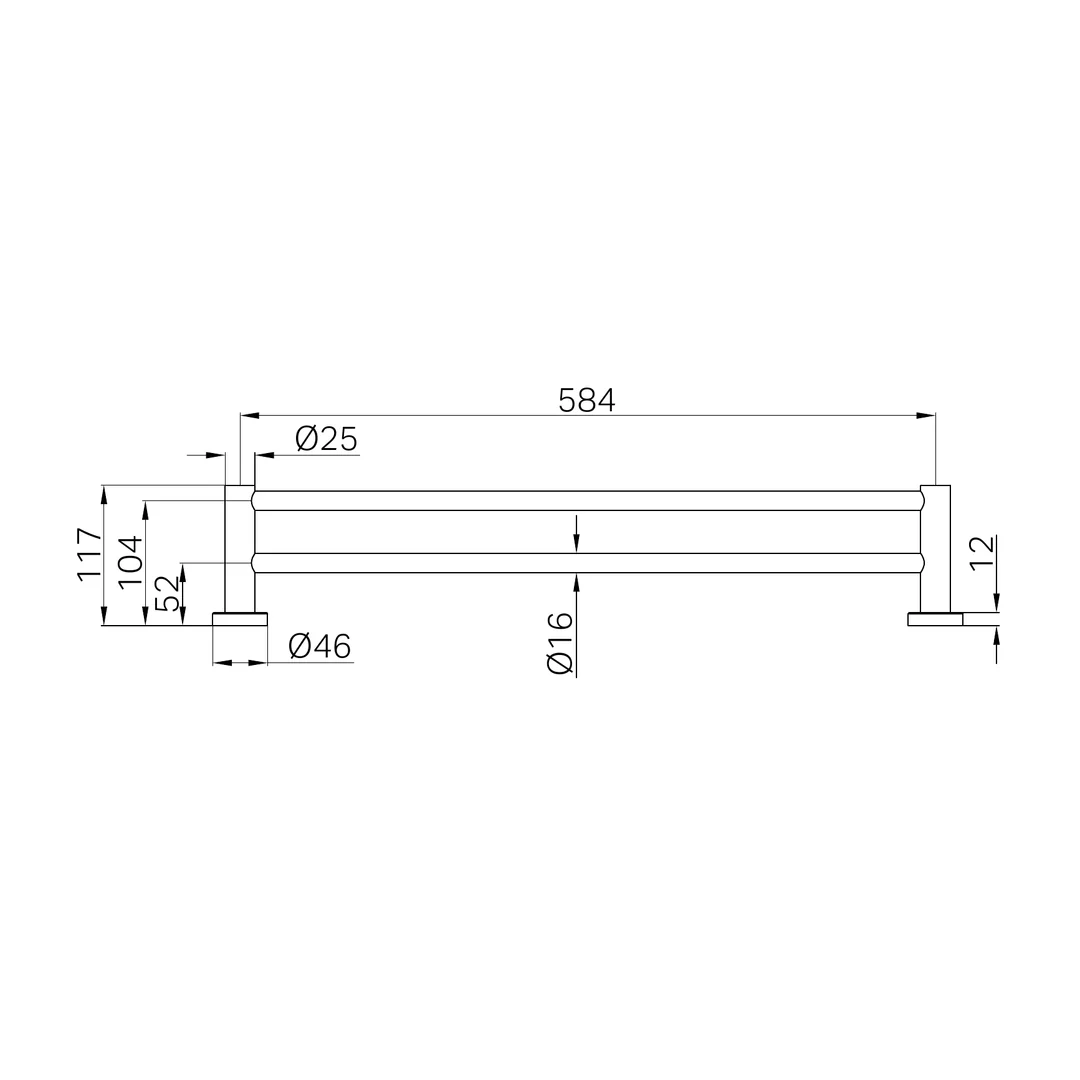 Nero Mecca Double Towel Rail 600Mm Brushed Gold - Image 3