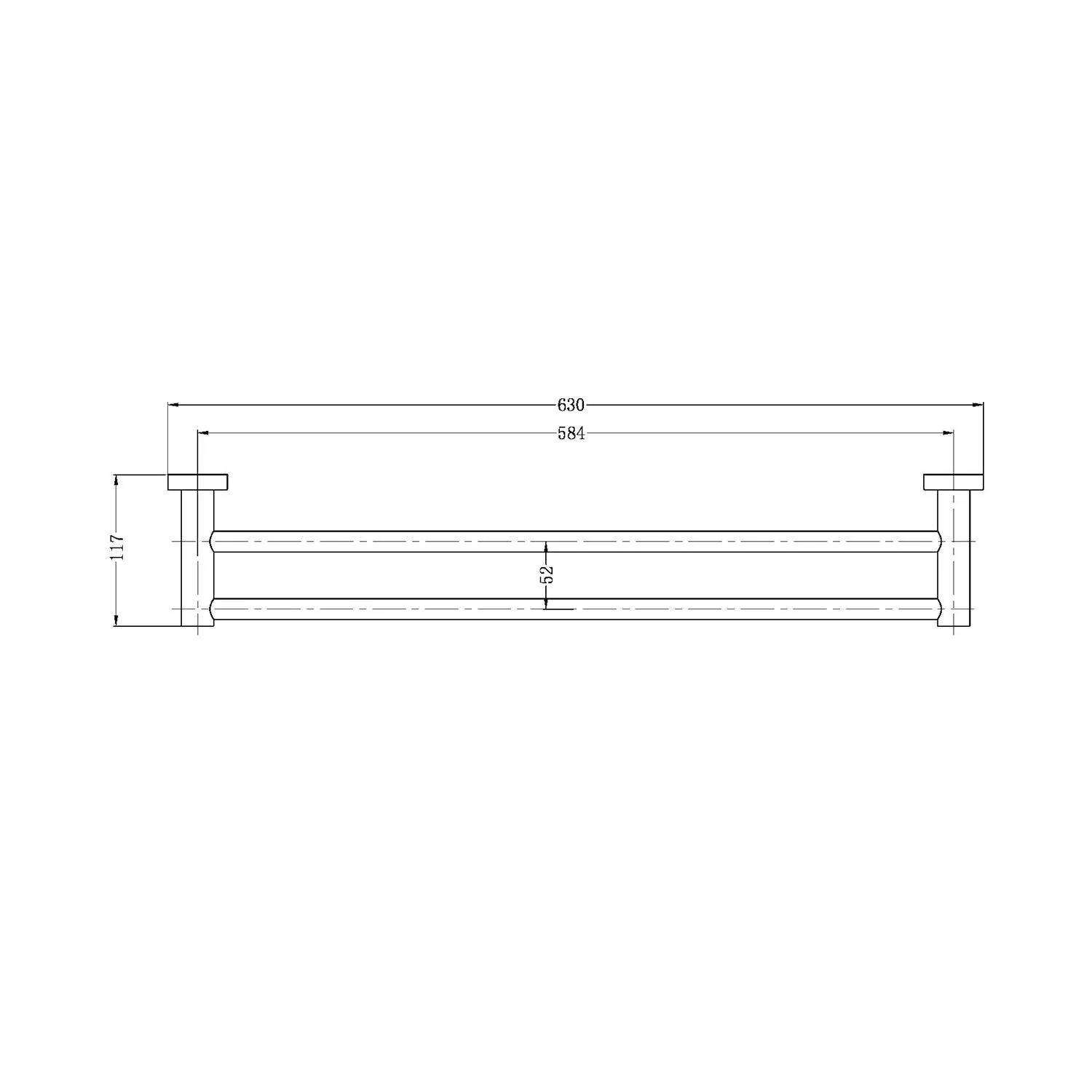 Nero Mecca Double Towel Rail 600Mm Brushed Gold - Image 7