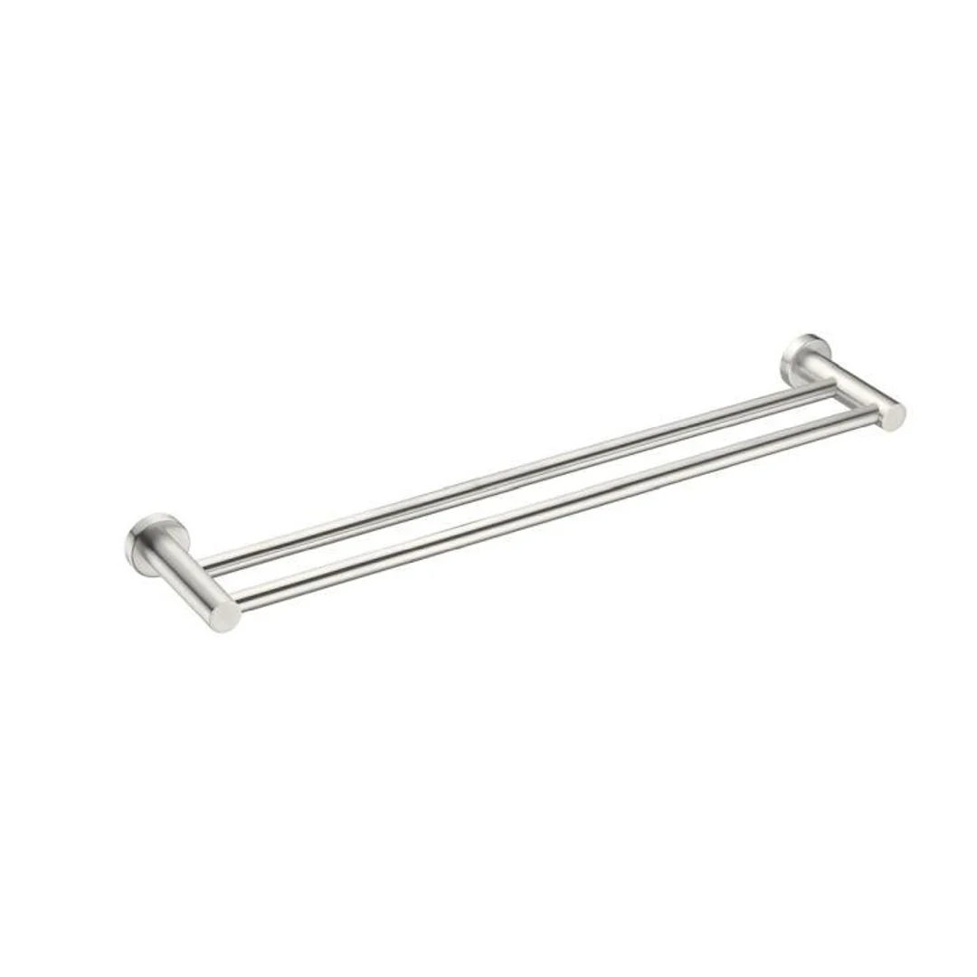 Nero Mecca Double Towel Rail 800Mm Brushed Nickel