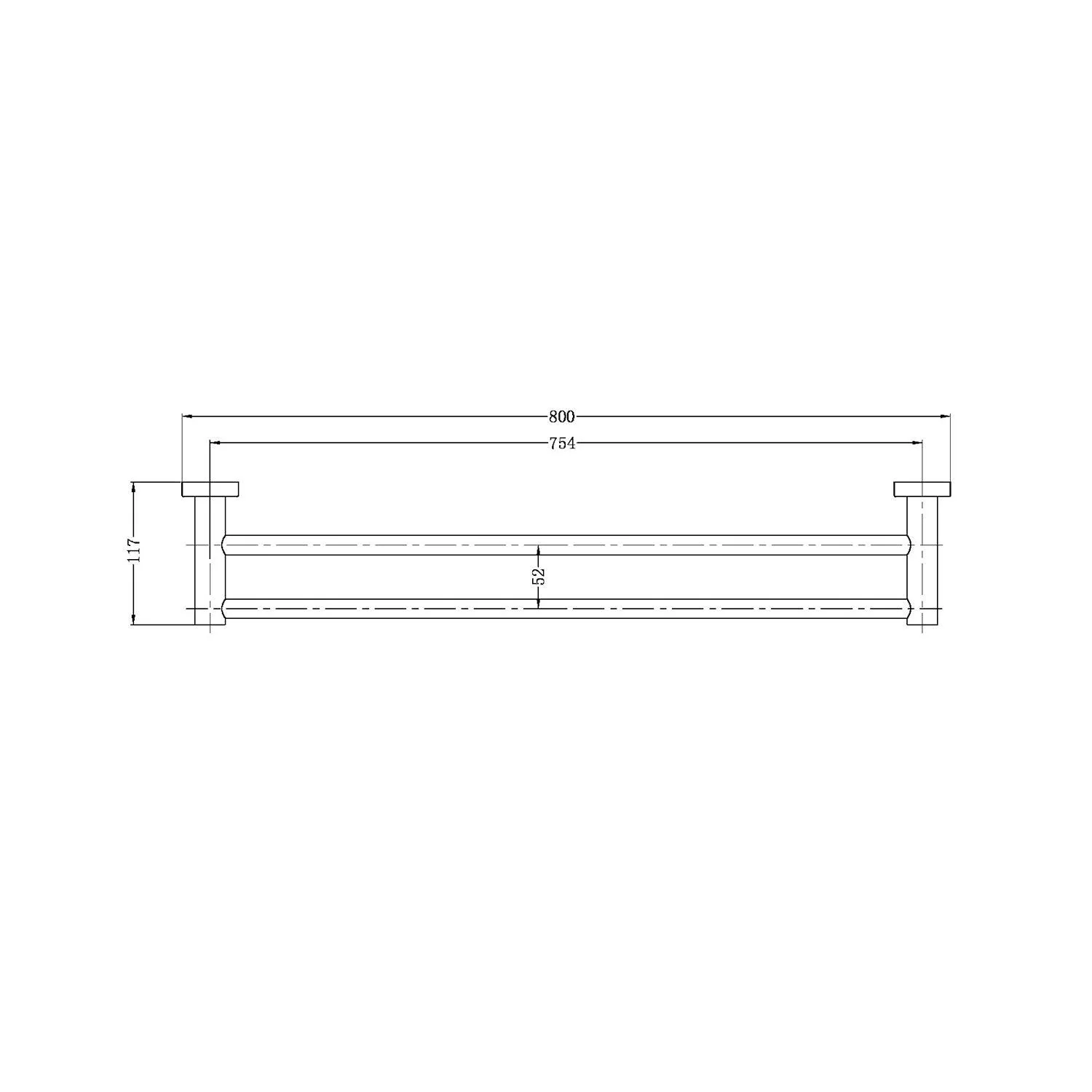 Nero Mecca Double Towel Rail 800Mm Matt Black - Image 5