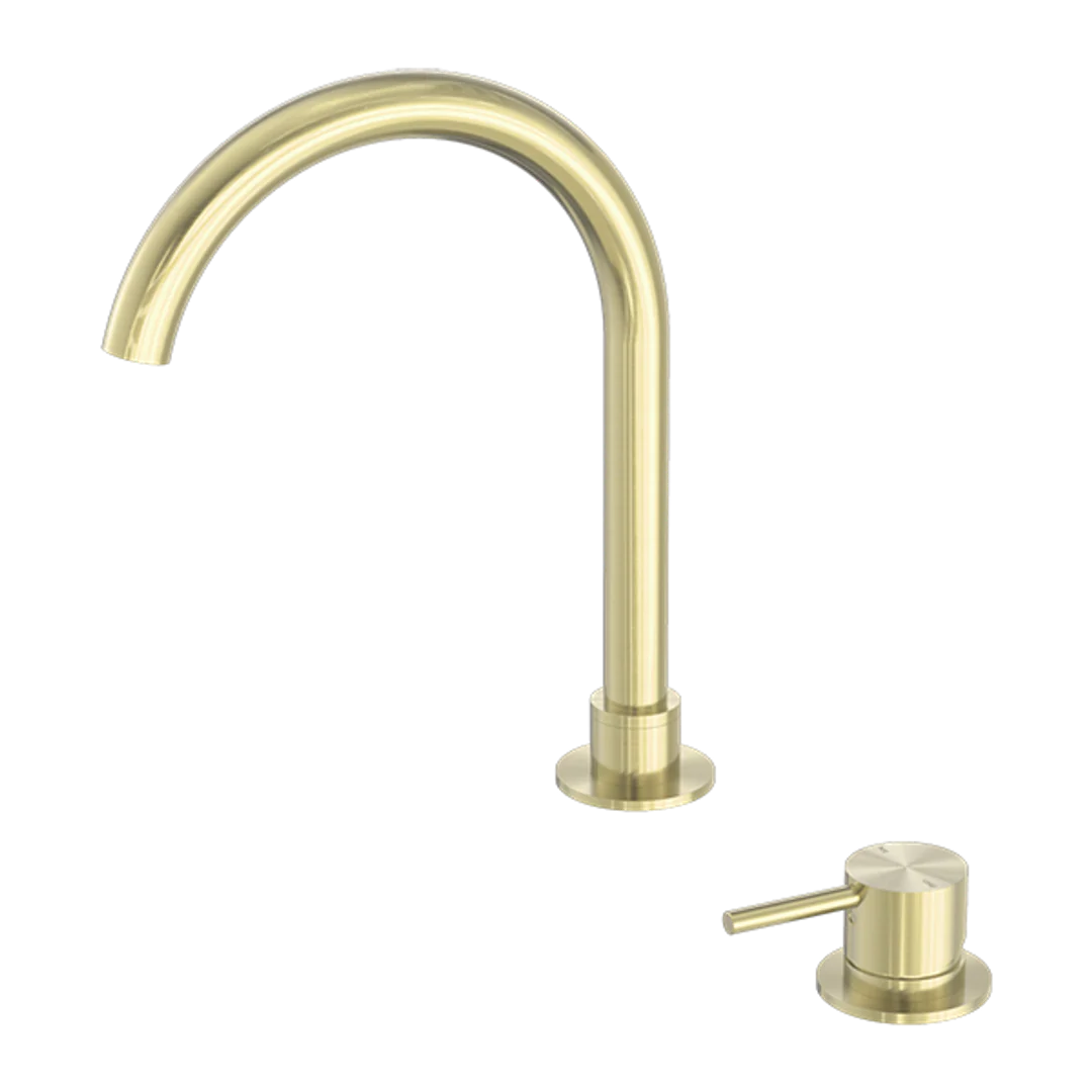 Nero Mecca Hob Basin Mixer Round Spout Brushed Gold
