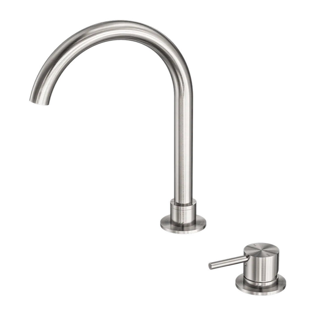Nero Mecca Hob Basin Mixer Round Spout Brushed Nickel - Image 2