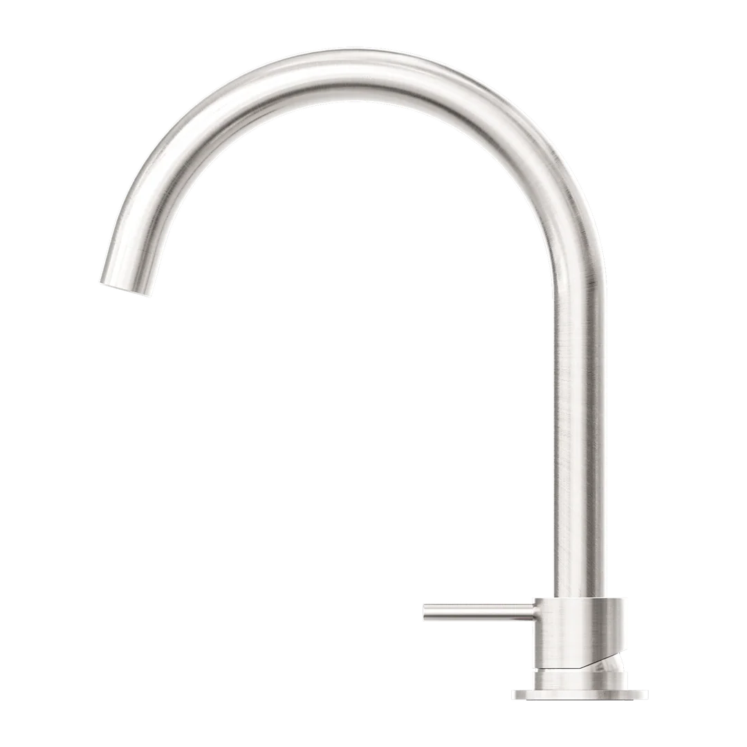 Nero Mecca Hob Basin Mixer Round Spout Brushed Nickel - Image 6