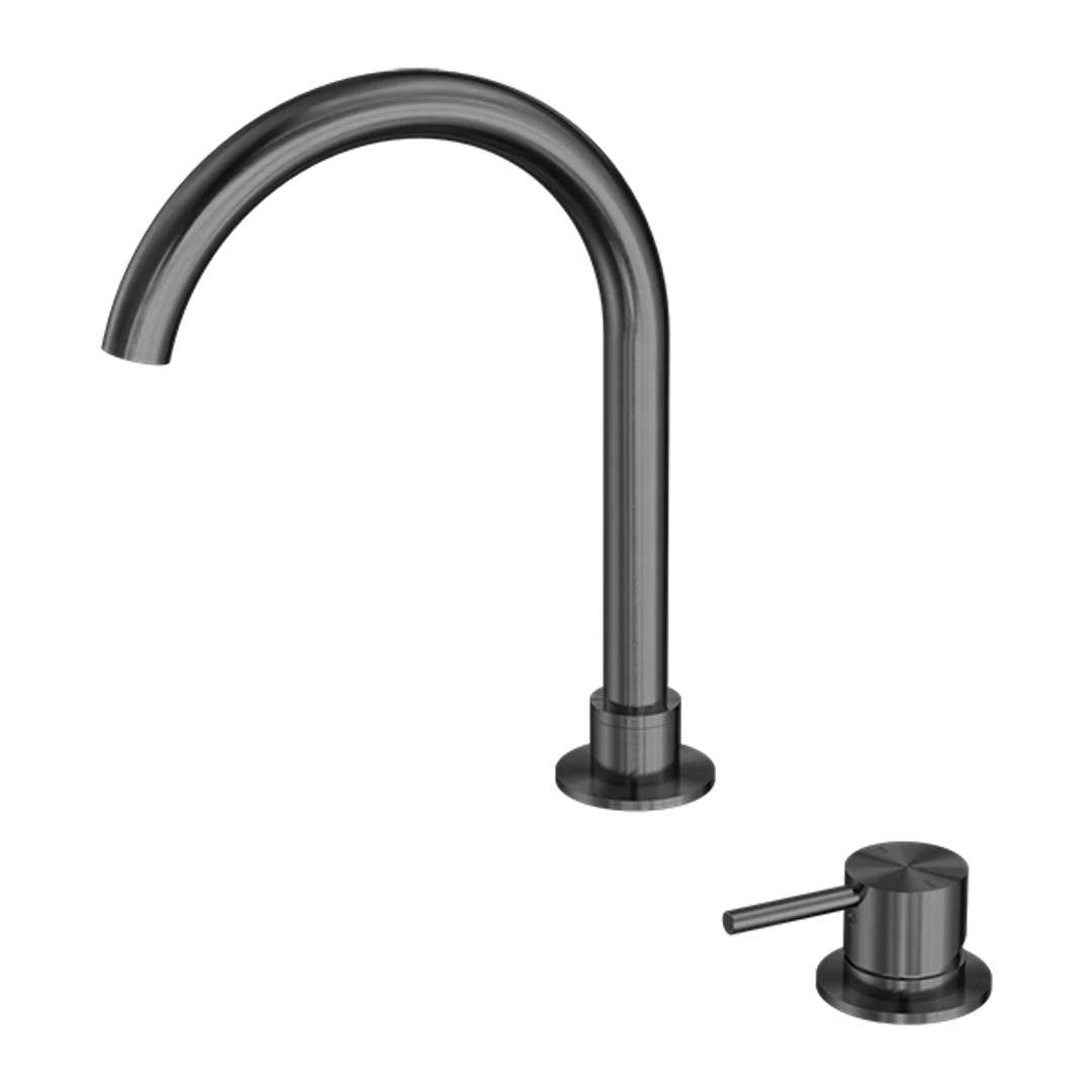 Nero Mecca Hob Basin Mixer Round Spout Gun Metal