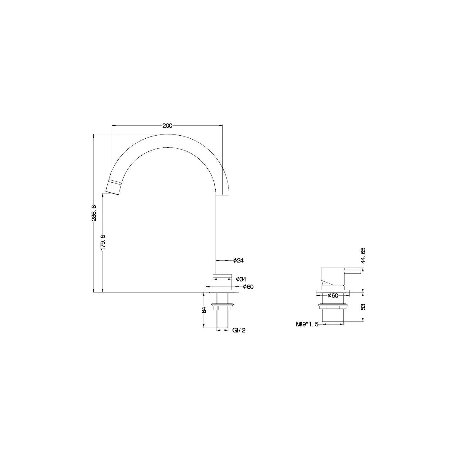 Nero Mecca Hob Basin Mixer Round Spout Gun Metal - Image 7