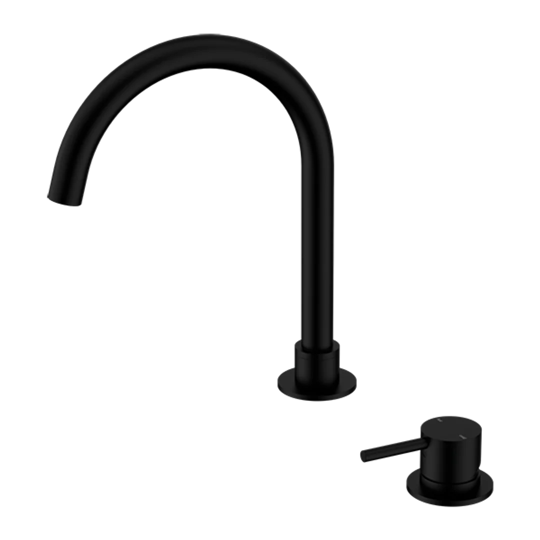 Nero Mecca Hob Basin Mixer Round Spout Matt Black