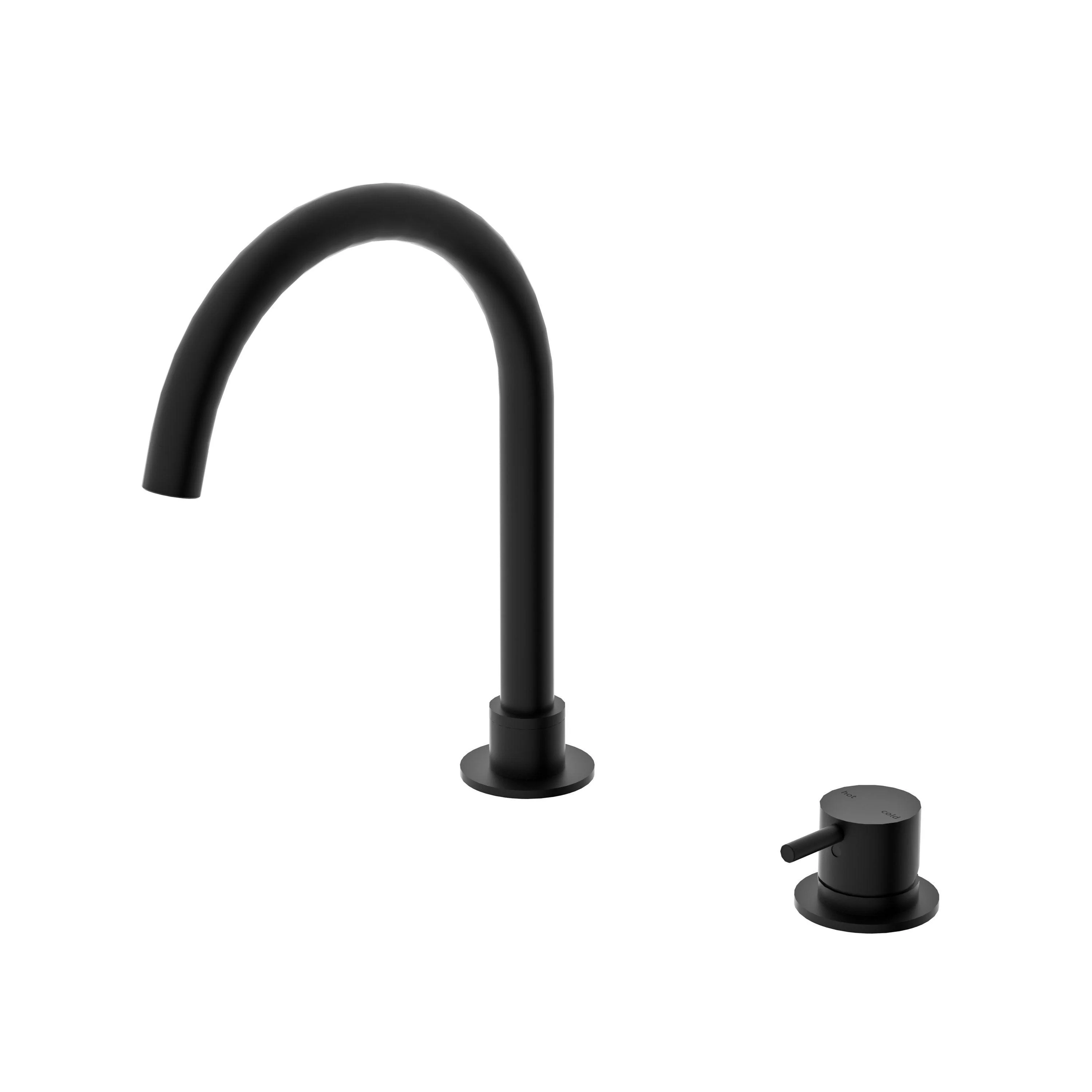 Nero Mecca Hob Basin Mixer Round Spout Matt Black - Image 5