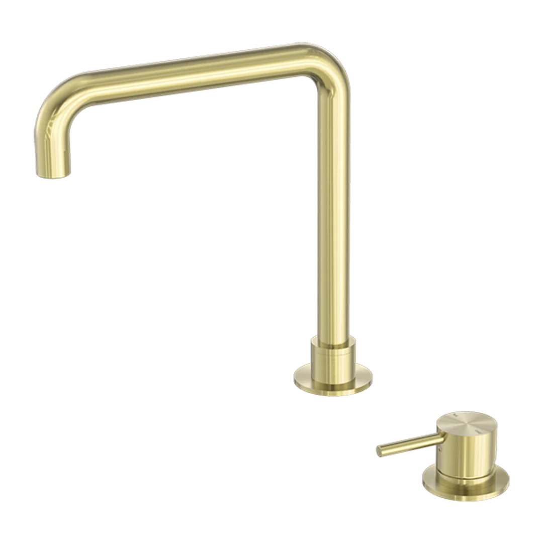 Nero Mecca Hob Basin Mixer Square Spout Brushed Gold