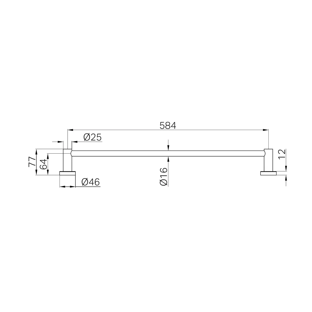 Nero Mecca Single Towel Rail 600Mm Brushed Gold - Image 3
