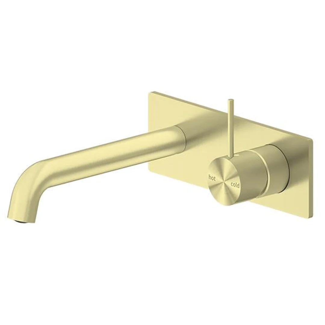 Nero Mecca Wall Basin Mixer Handle Up 185Mm Spout Brushed Gold - Image 2