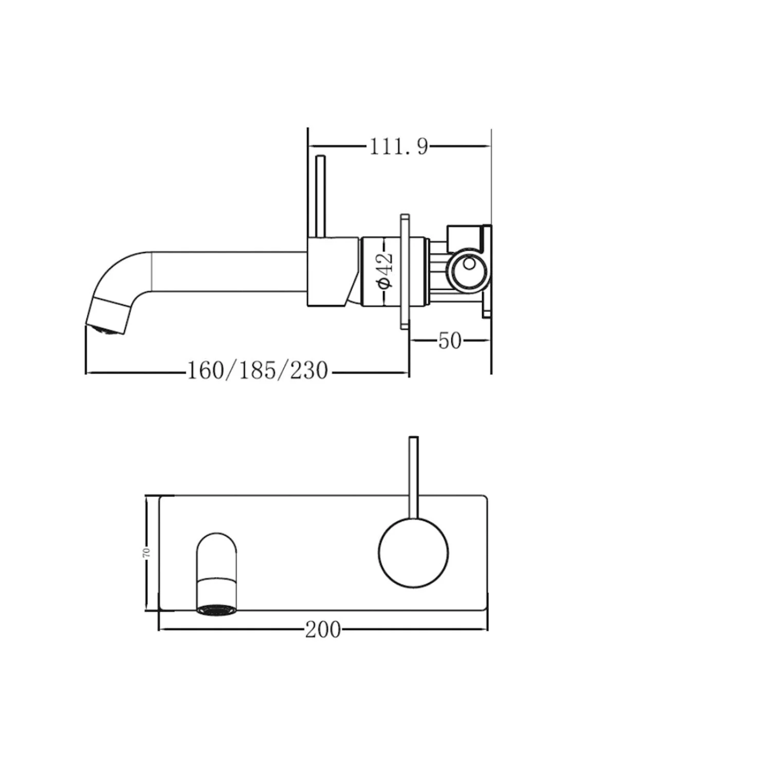 Nero Mecca Wall Basin Mixer Handle Up 230Mm Spout Brushed Nickel - Image 4