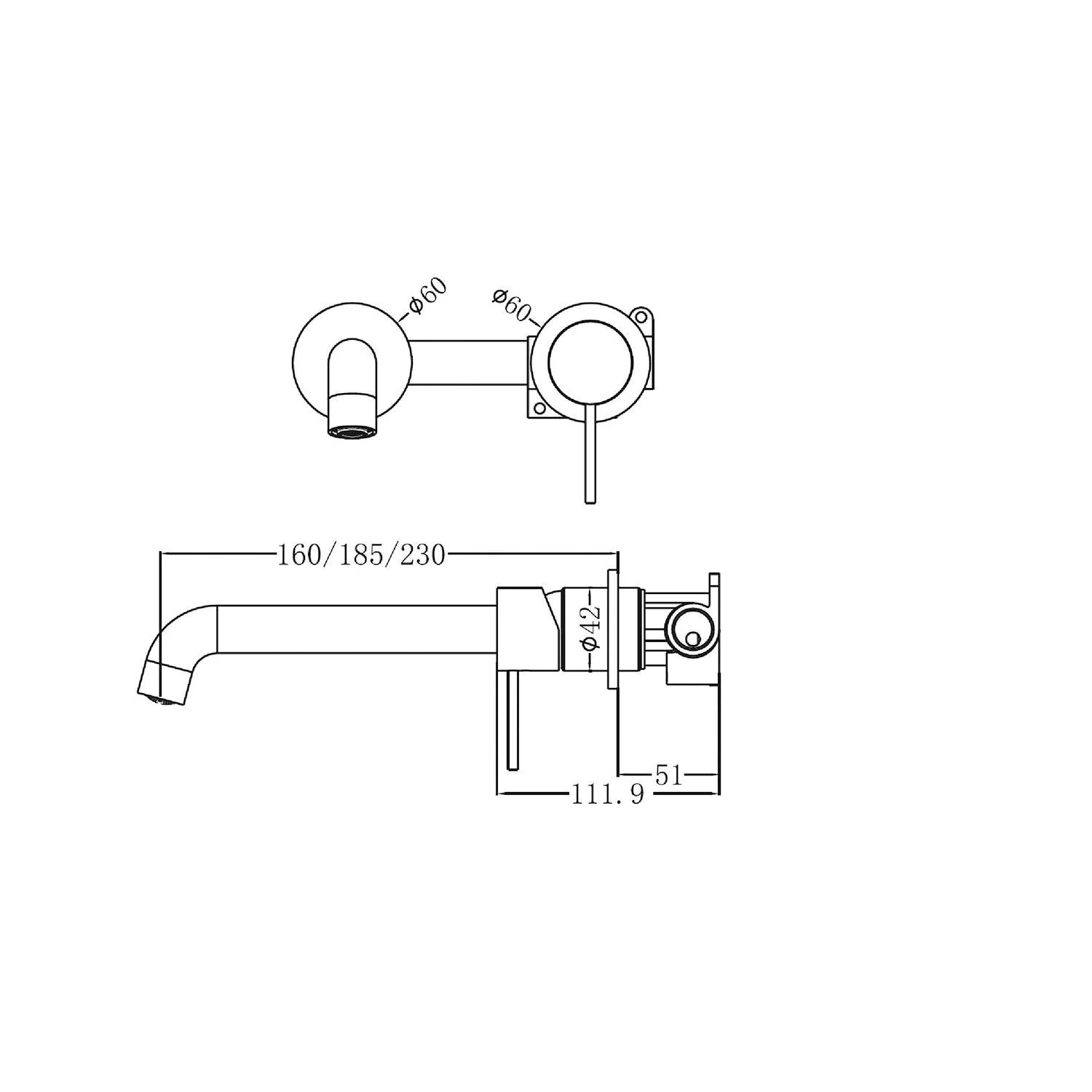 Nero Mecca Wall Basin Mixer Separate Back Plate 160Mm Spout Brushed Gold - Image 14