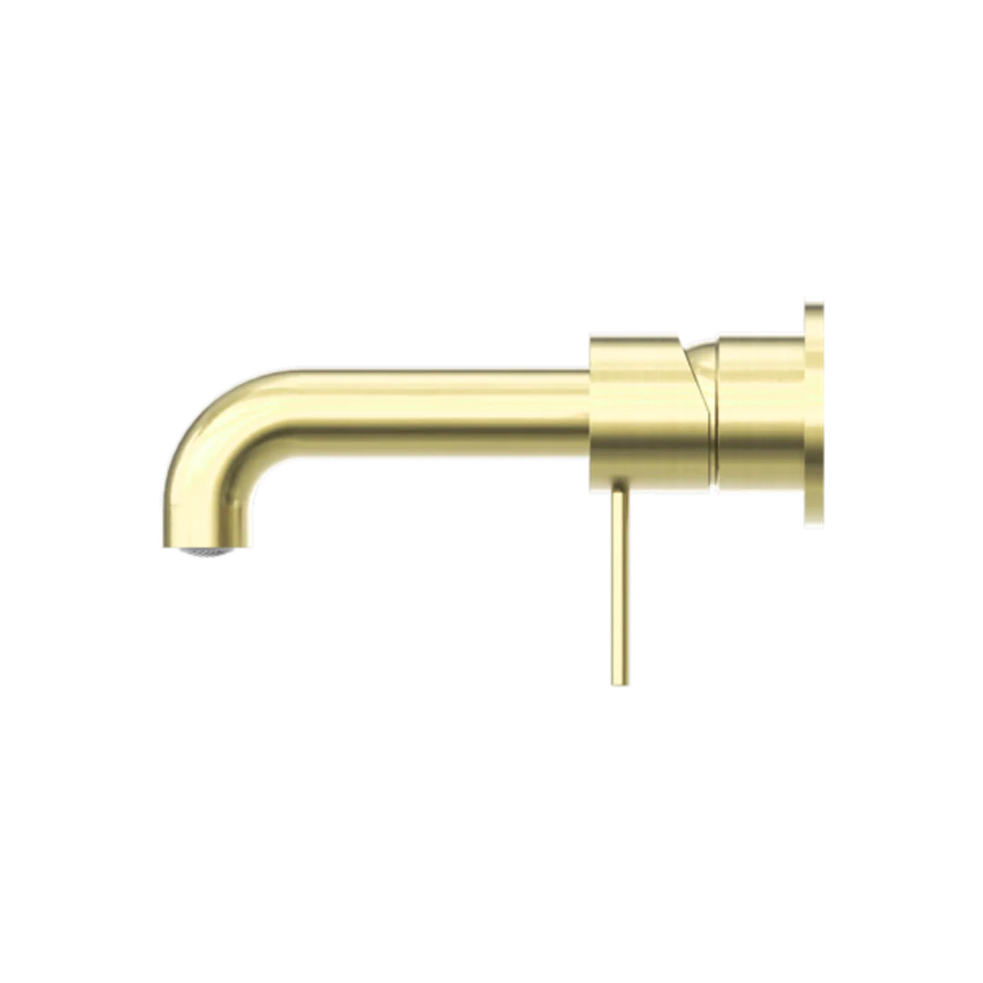 Nero Mecca Wall Basin Mixer Separate Back Plate 185Mm Spout Brushed Gold - Image 4
