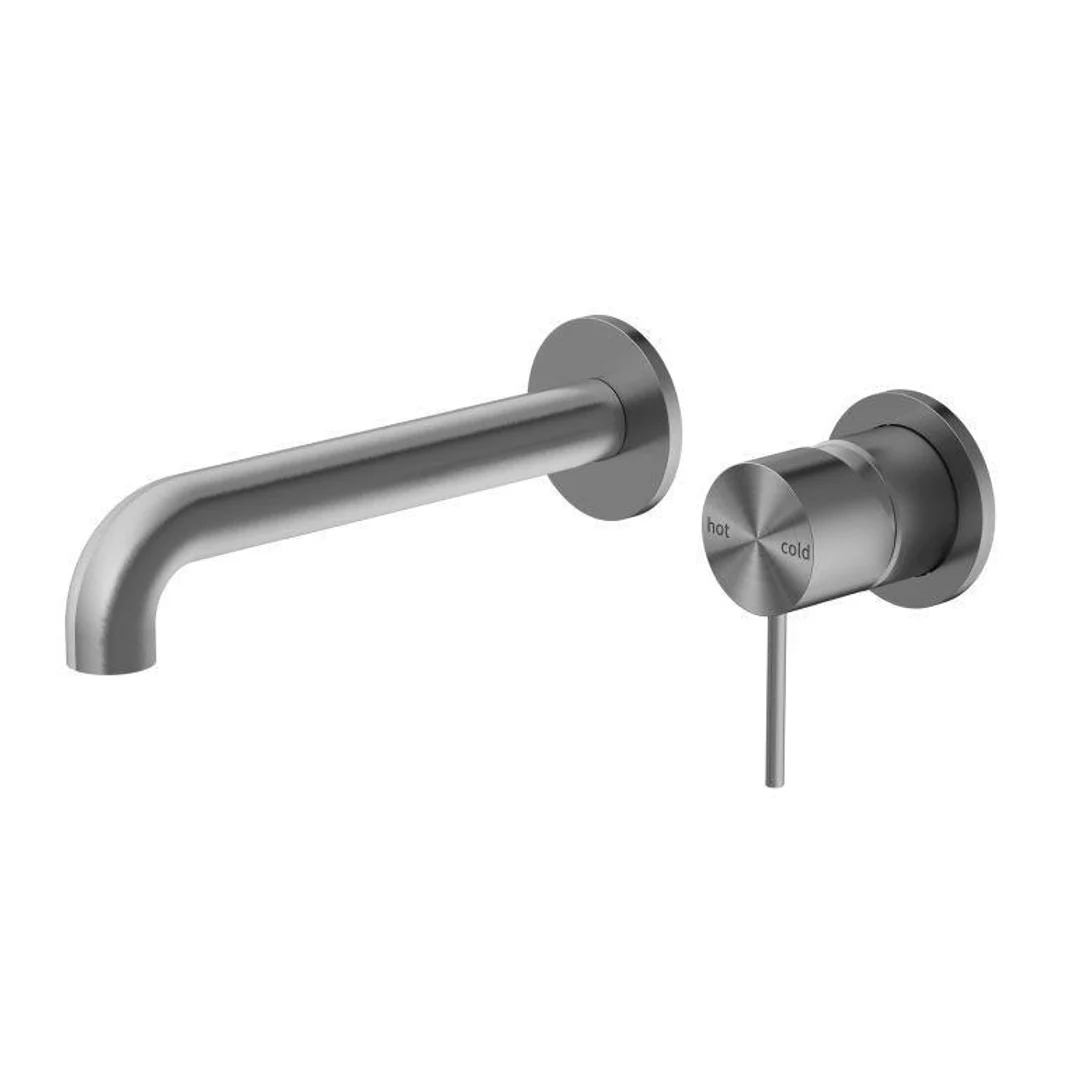 Nero Mecca Wall Basin Mixer Separate Back Plate 185Mm Spout Gun Metal