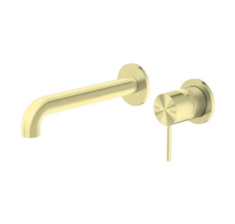 Nero Mecca Wall Basin Mixer Separate Back Plate 230Mm Spout Brushed Gold - Image 9