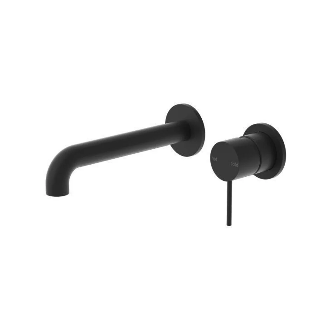 Nero Mecca Wall Basin Mixer Separate Back Plate 230Mm Spout Matt Black
