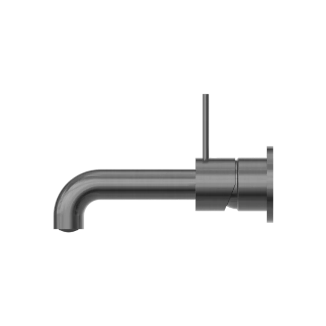Nero Mecca Wall Basin Mixer Separate Back Plate Handle Up 185Mm Spout Gun Metal - Image 4