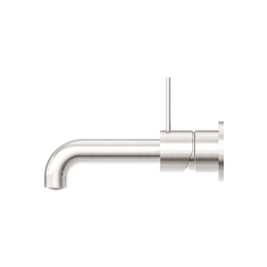 Nero Mecca Wall Basin Mixer Separate Back Plate Handle Up 230Mm Spout Brushed Nickel - Image 4