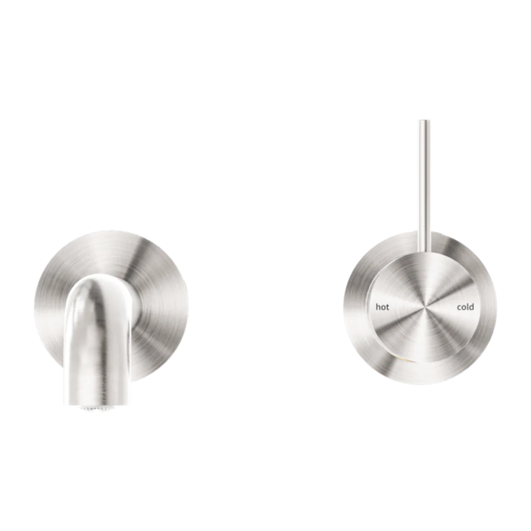 Nero Mecca Wall Basin Mixer Separate Back Plate Handle Up 230Mm Spout Brushed Nickel - Image 6
