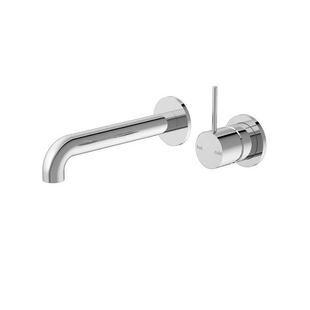 Nero Mecca Wall Basin Mixer Separate Back Plate Handle Up 230Mm Spout Chrome