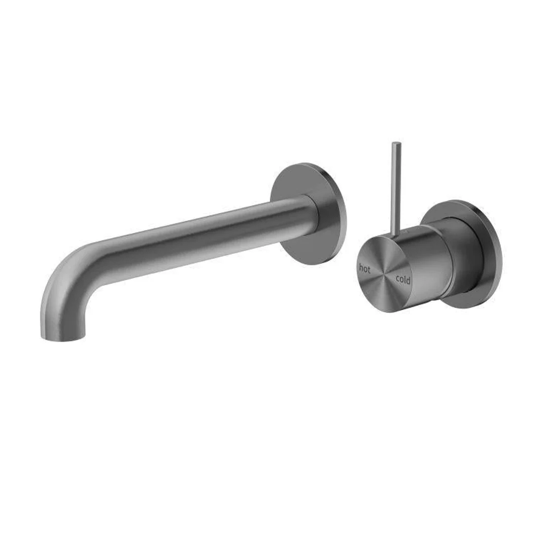 Nero Mecca Wall Basin Mixer Separate Back Plate Handle Up 230Mm Spout Gun Metal - Image 2