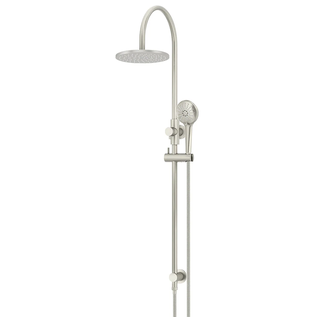 Meir 200Mm Round Overhead Shower Rail Three Function Hand Shower Brushed Nickel - Image 3