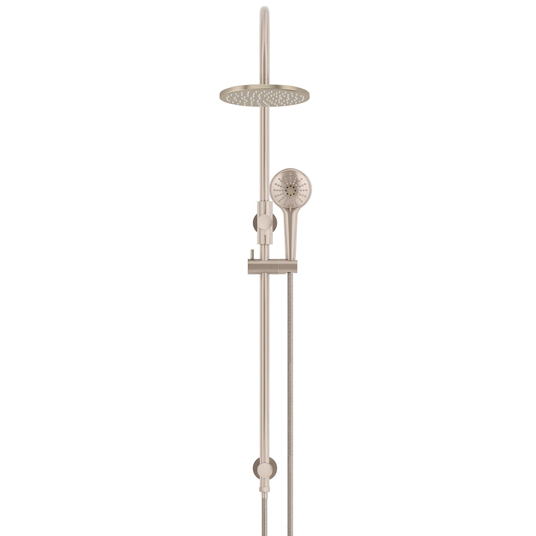 Meir 200Mm Round Overhead Shower Rail Three Function Hand Shower Champagne