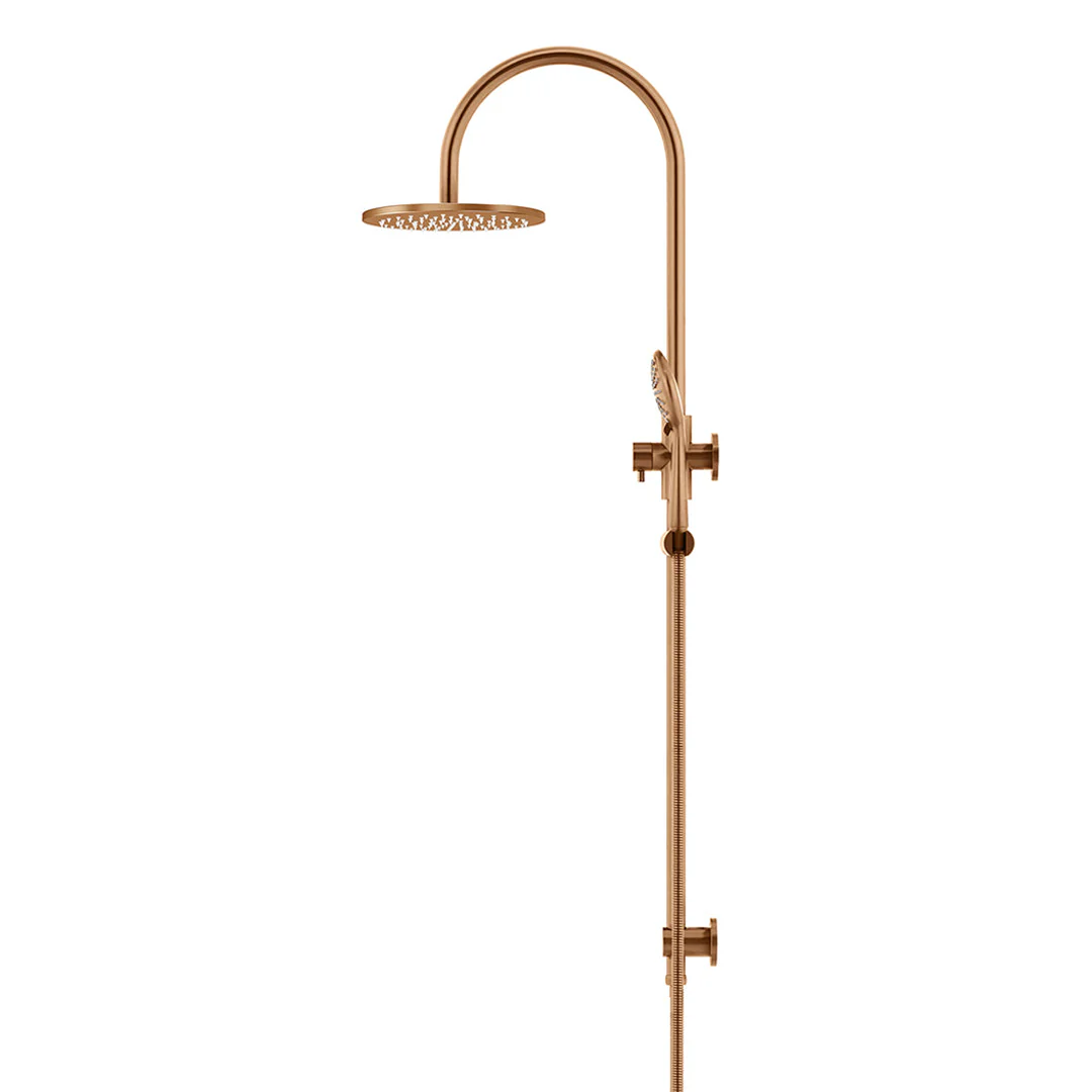 Meir 200Mm Round Overhead Shower Rail Three Function Hand Shower Lustre Bronze - Image 3
