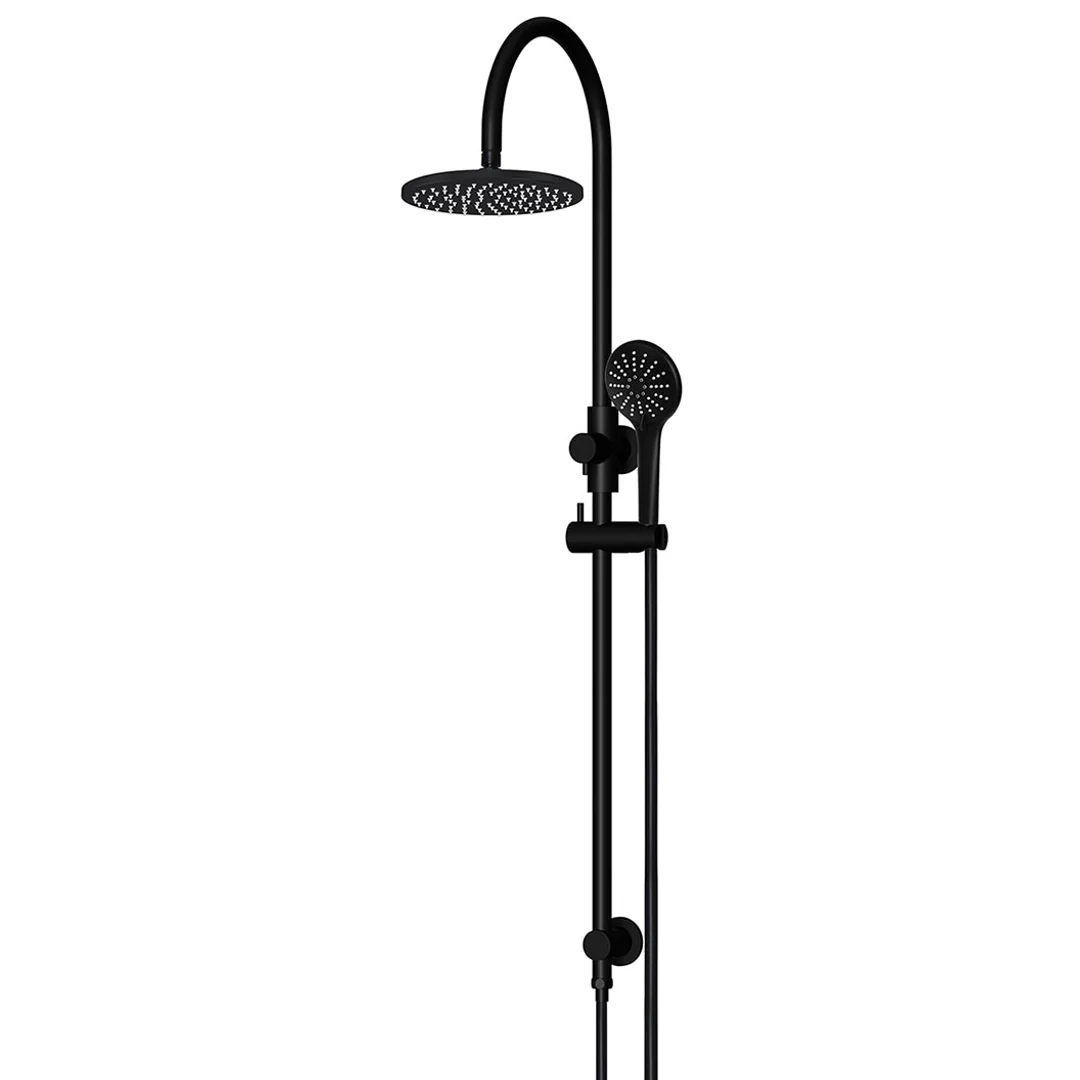 Meir 200Mm Round Overhead Shower Rail Three Function Hand Shower Matte Black - Image 3