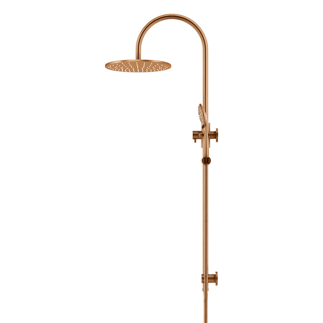 Meir 300Mm Round Overhead Shower Rail Three Function Hand Shower Lustre Bronze - Image 3