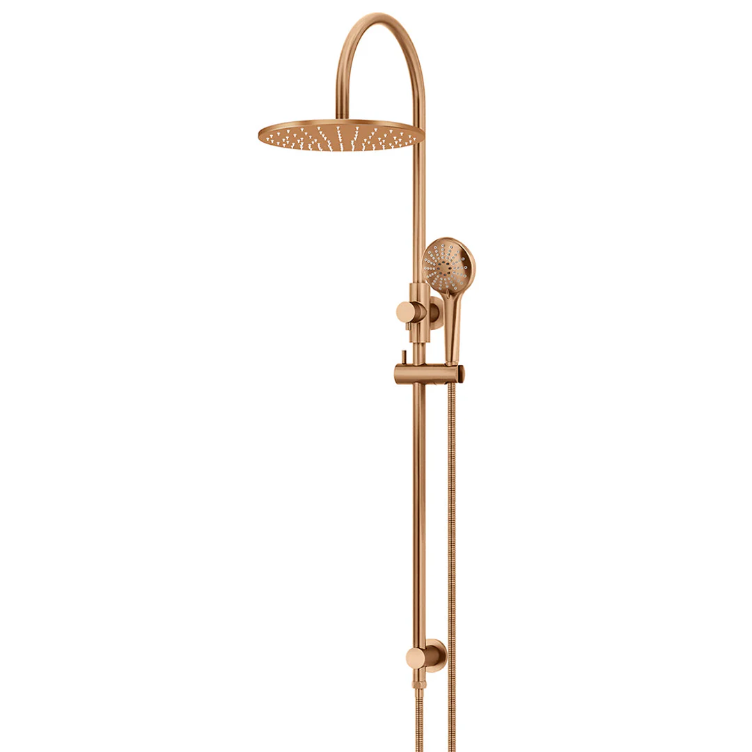 Meir 300Mm Round Overhead Shower Rail Three Function Hand Shower Lustre Bronze - Image 4