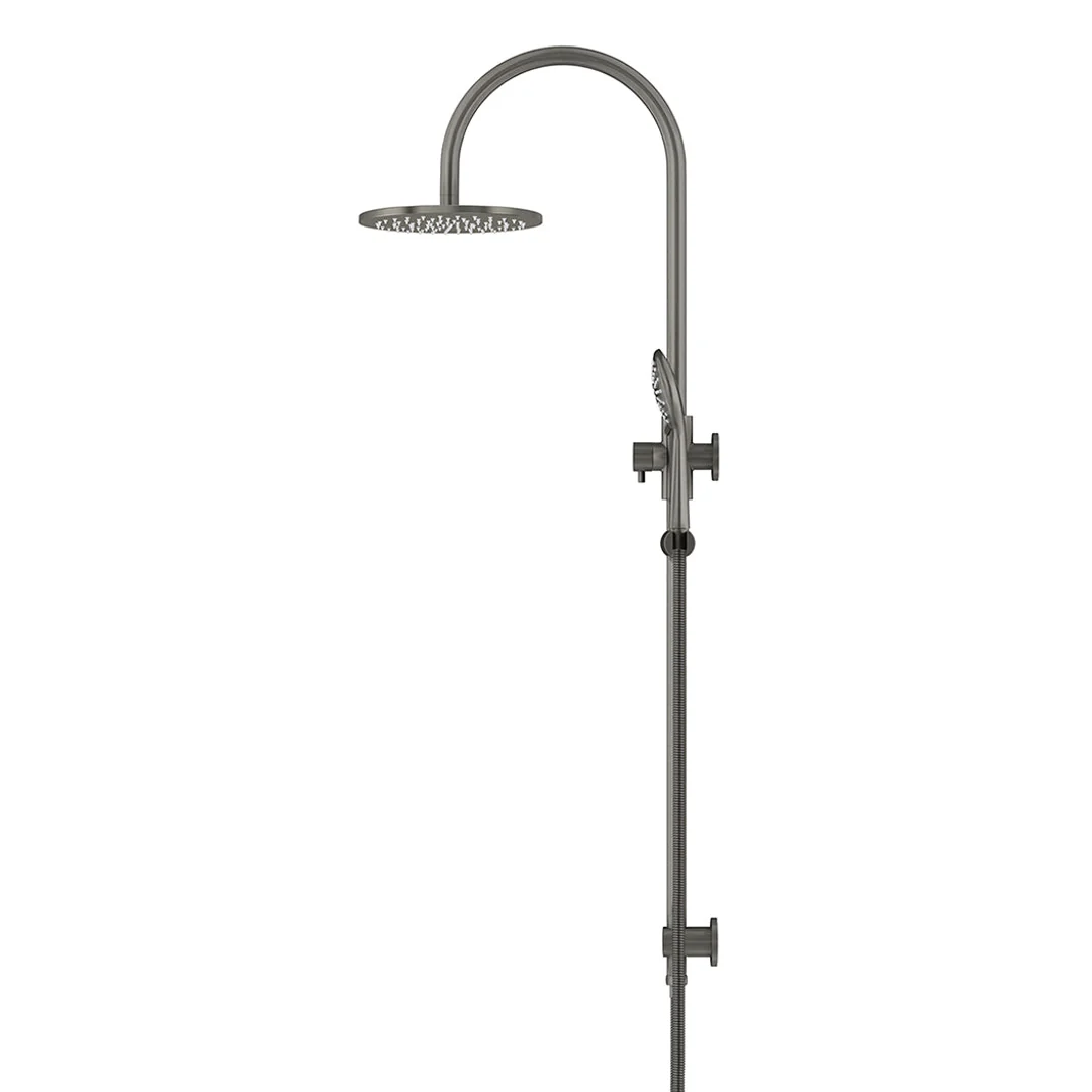 Meir 300Mm Round Overhead Shower Rail Three Function Hand Shower Shadow Gun Metal - Image 2