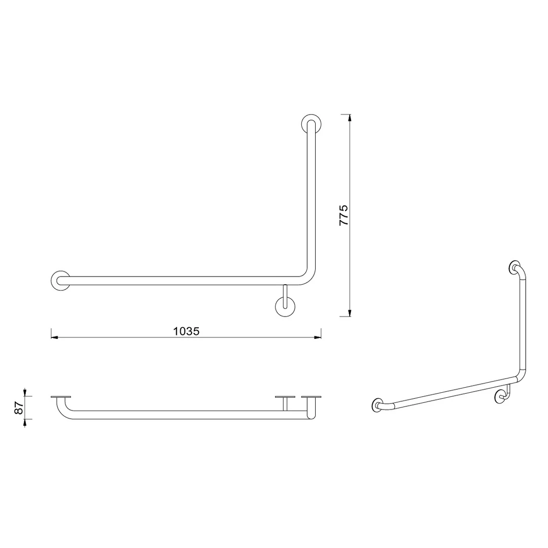 Meir Care Range 90 Degree Left Side Grab Rail 600Mm Lustre Bronze Mcr-90Lh60-Pvdbz - Image 2