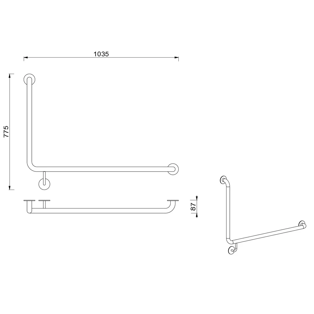Meir Care Range 90 Degree Right Side Grab Rail 600Mm Lustre Bronze Mcr-90Rh60-Pvdbz - Image 2