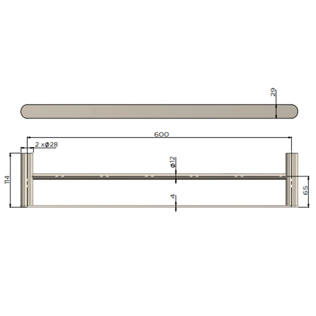 Meir Curvae Double Towel Rail 600Mm Brushed Nickel - Image 2