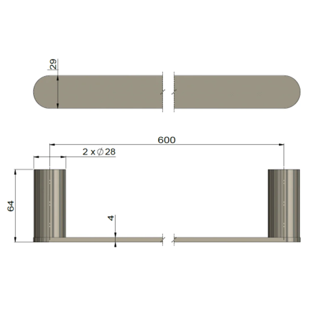 Meir Curvae Single Towel Rail 600Mm Champagne - Image 2