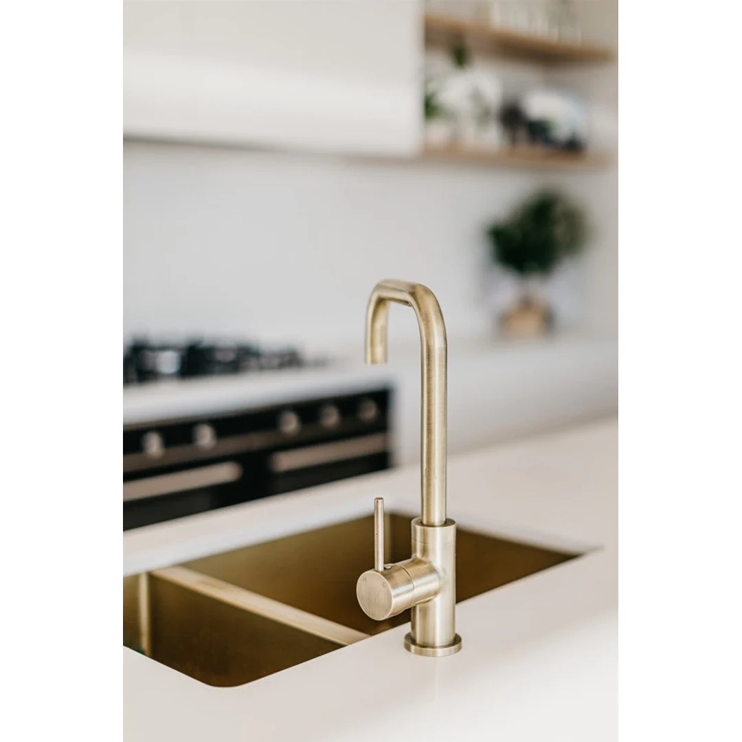 Meir Double Bowl Pvd Kitchen Sink 670mm - Brushed Bronze Gold - Image 6
