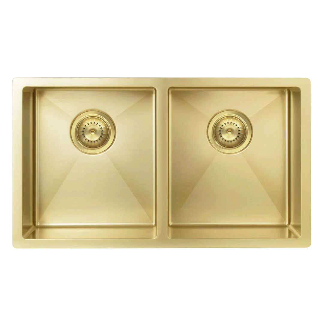Meir Double Bowl Pvd Kitchen Sink 760mm - Brushed Bronze Gold - Image 2