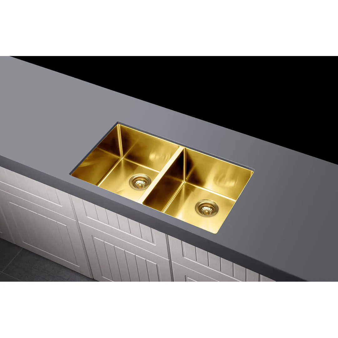 Meir Double Bowl Pvd Kitchen Sink 760mm - Brushed Gun Metal - Image 6