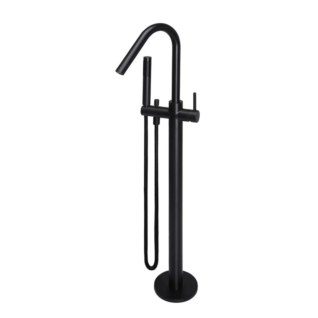 Meir Freestanding Round Bath Mixer With Hand Spray - Black - Image 2
