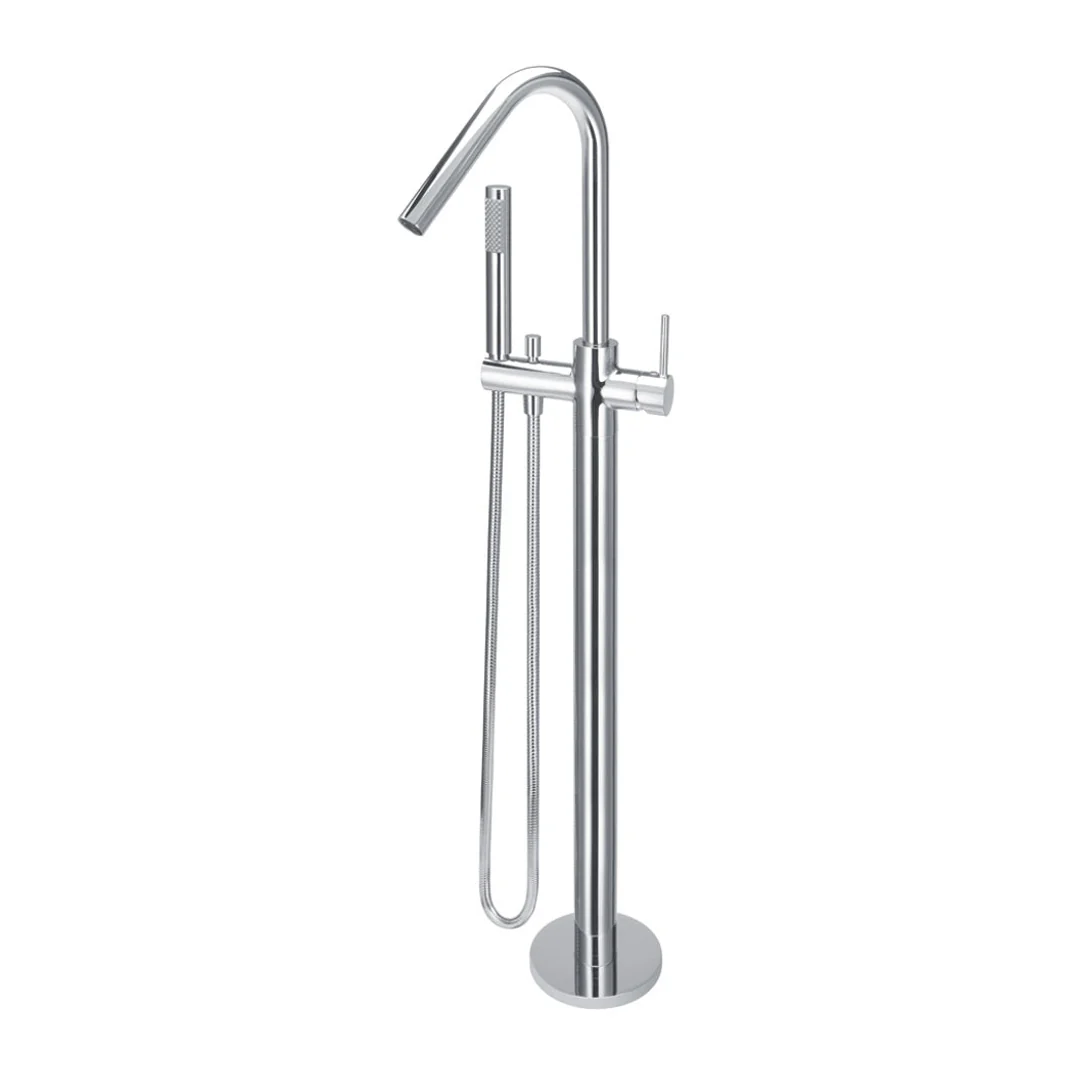 Meir Freestanding Round Bath Mixer With Hand Spray - Chrome - Image 2