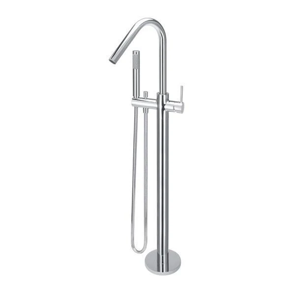 Meir Freestanding Round Bath Mixer With Hand Spray - Chrome - Image 5