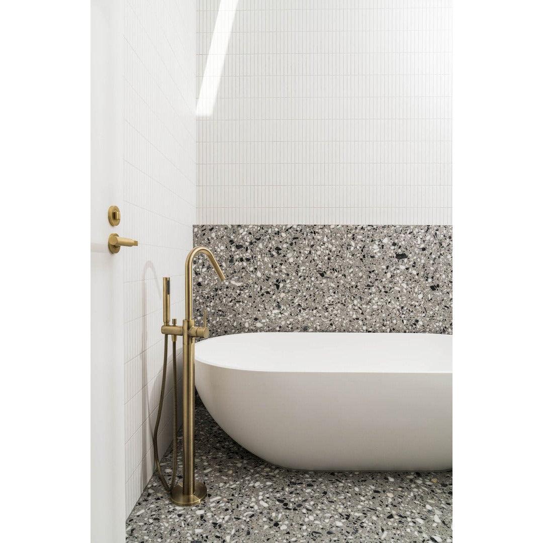 Meir Freestanding Round Bath Mixer With Hand Spray - Tiger Bronze - Image 12