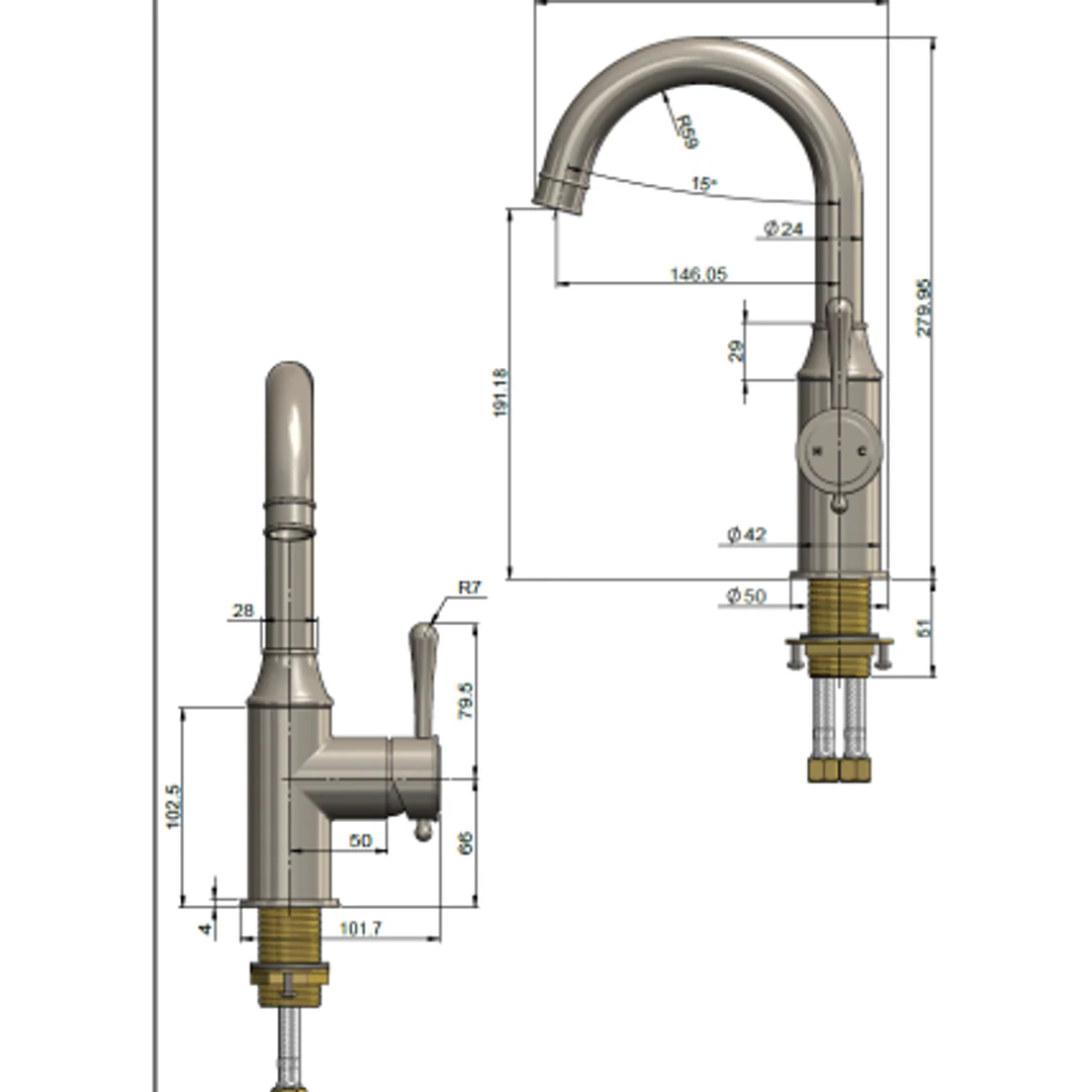 Meir Harrington Basin Mixer Brushed Nickel - Image 2