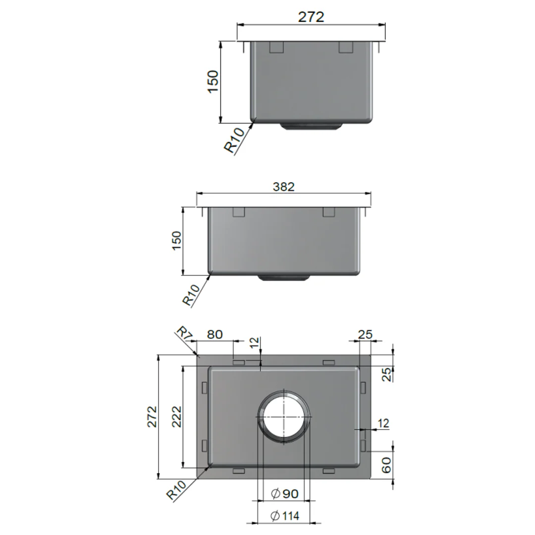 Meir Kitchen Mini Sink Single Bowl 272 X 382 - Brushed Gun Metal - Image 3