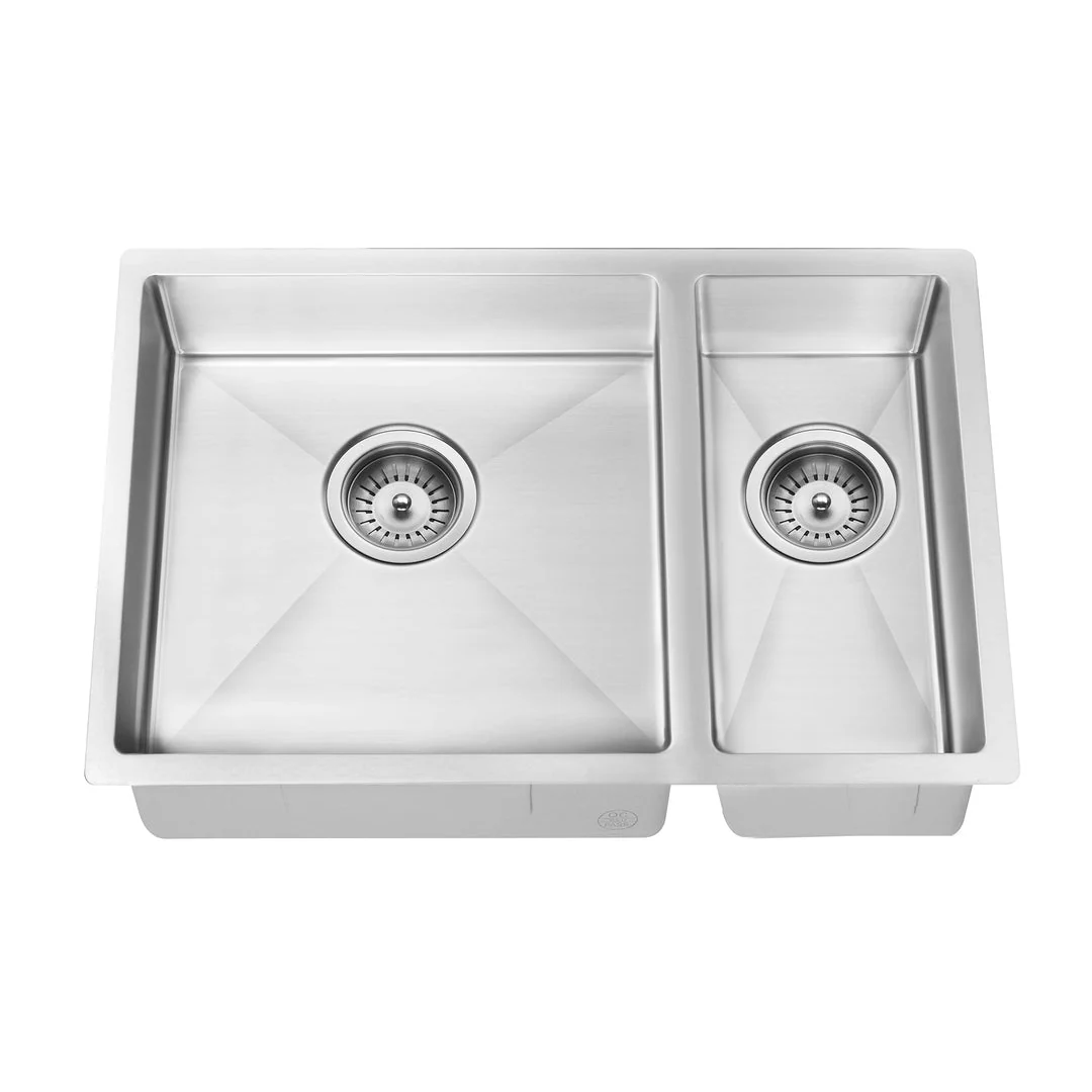 Meir Kitchen Sink Double Bowl 670mm X 440mm - Brushed Nickel - Image 4